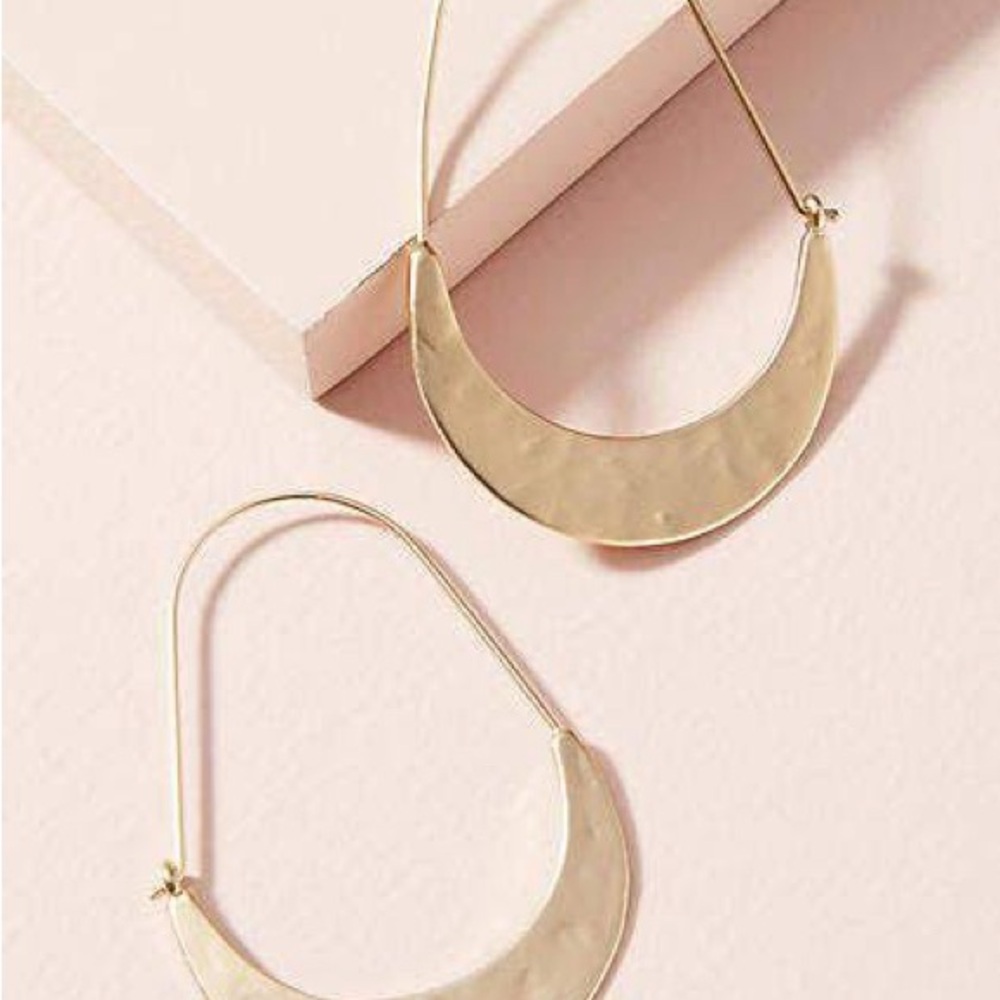 Anthropologie Gold Crescent Earrings